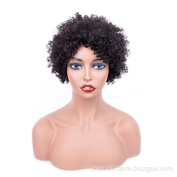 Hot Sell Black Color Brazilian Hair Curly Wave Wigs Cheap Wholesale , New Style And Very Popular Design Short Curly Wigs